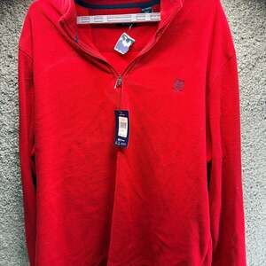 Chaps Men's Fleece Quarter-Zip Pullover Sweater Red Size XXL